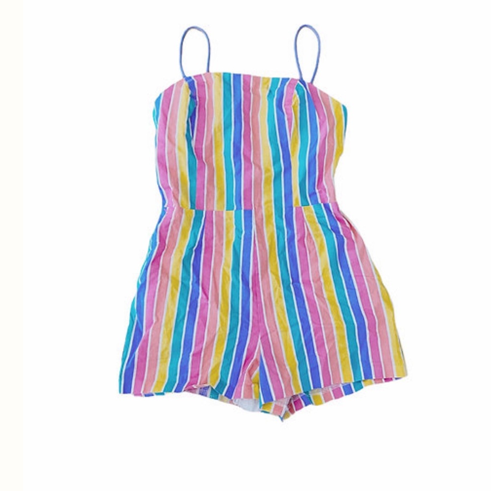 Vintage rainbow striped stripes romper jumpsuit playsuit